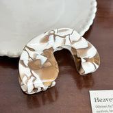 Elegant Creamy Coffee Hair Claw - Oval