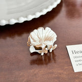 Elegant Creamy Coffee Hair Claw - Maple Leaf Mini