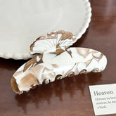 Elegant Creamy Coffee Hair Claw - Maple Leaf Large