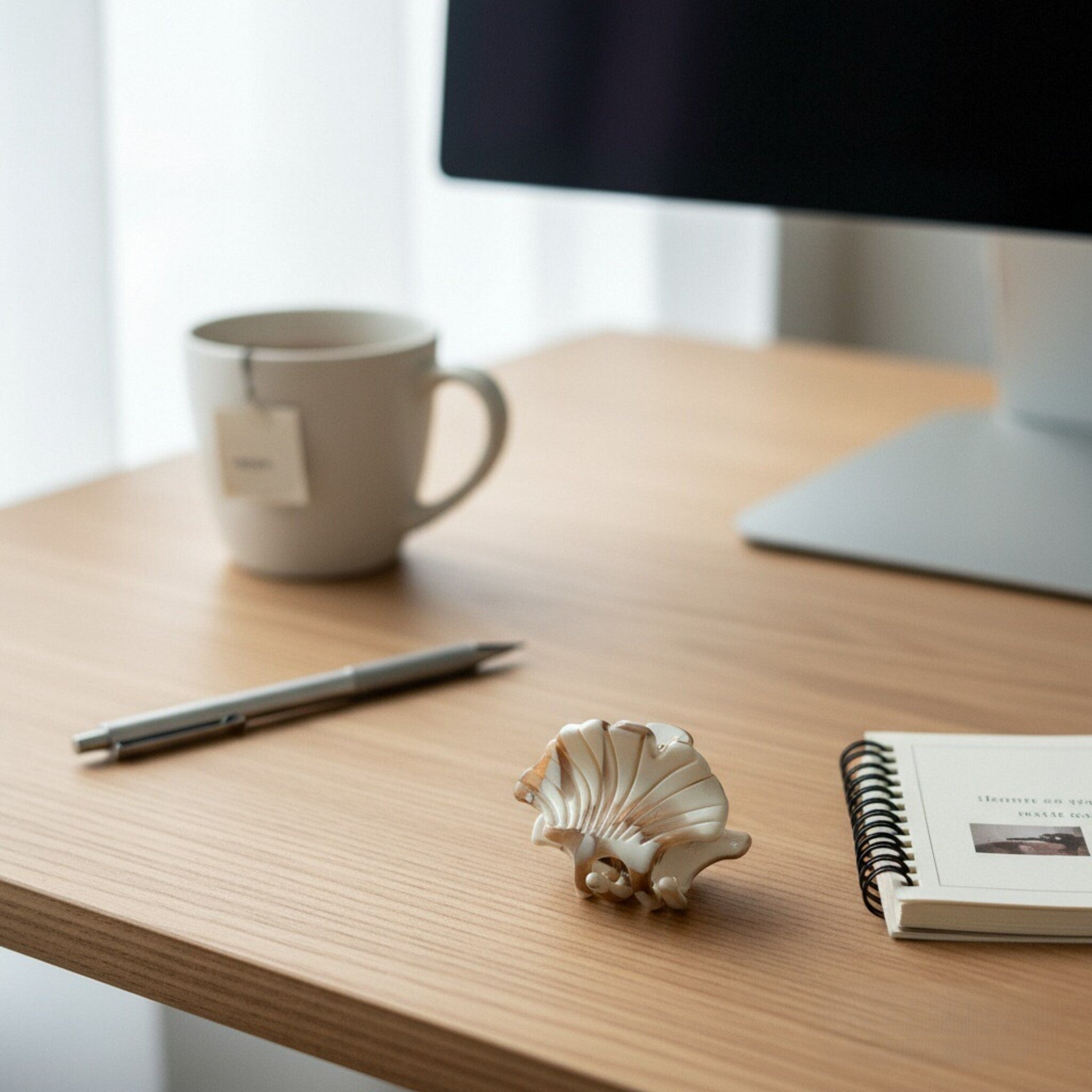 Elegant Creamy Coffee Hair Claw - Maple Leaf Mini