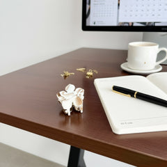 Elegant Creamy Coffee Hair Claw - Flower Mini