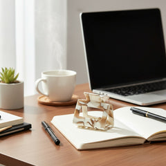 Elegant Creamy Coffee Hair Claw - Small Square