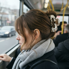 Elegant Creamy Coffee Hair Claw - Heart