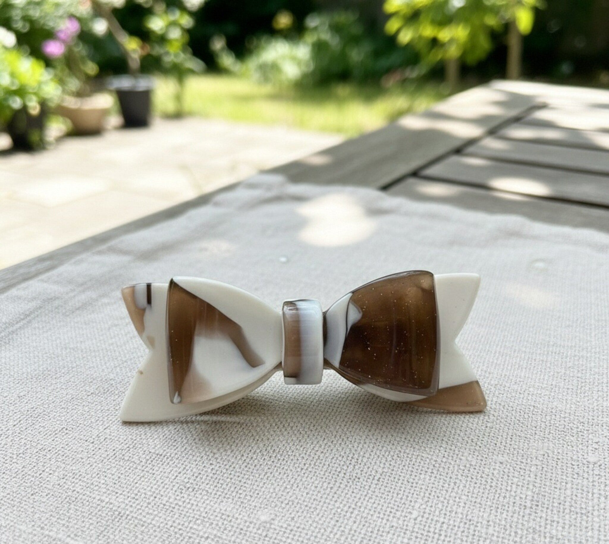 Vintage Cream Acetate Hair Clips - Bow Hair Clip