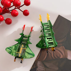 Christmas Tree Claw Clip with Faux Pearls