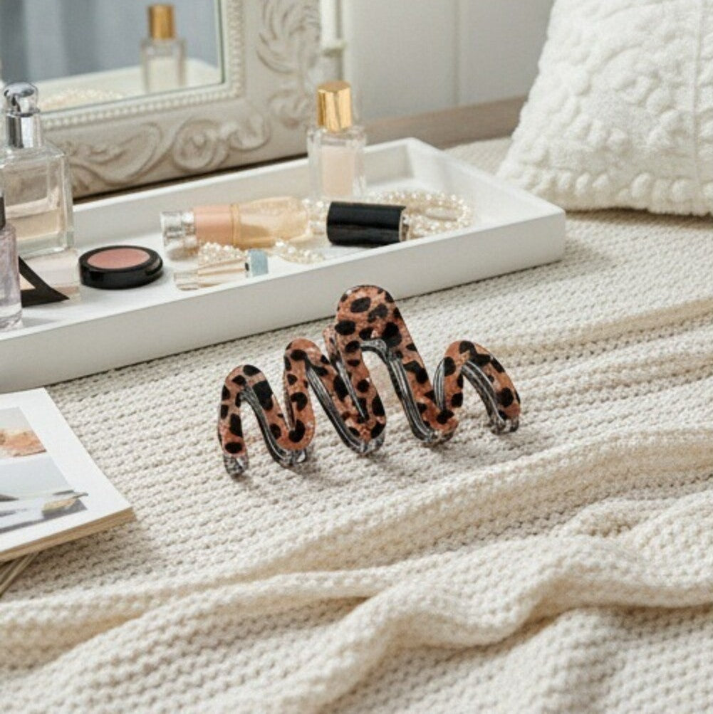 Vintage-Inspired Leopard Hair Clamp Set - Snake Clamp