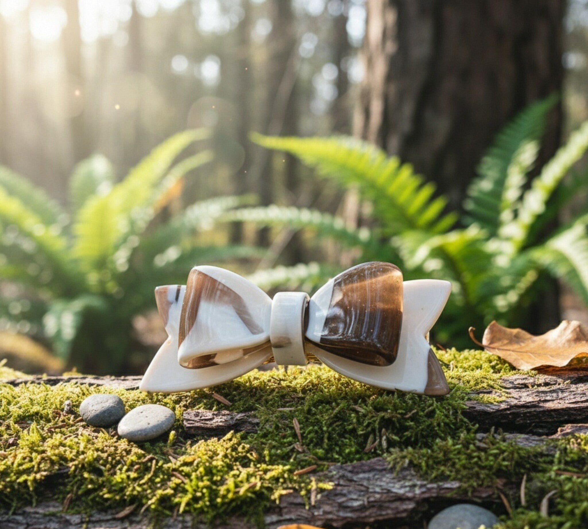 Vintage Cream Acetate Hair Clips - Bow Hair Clip