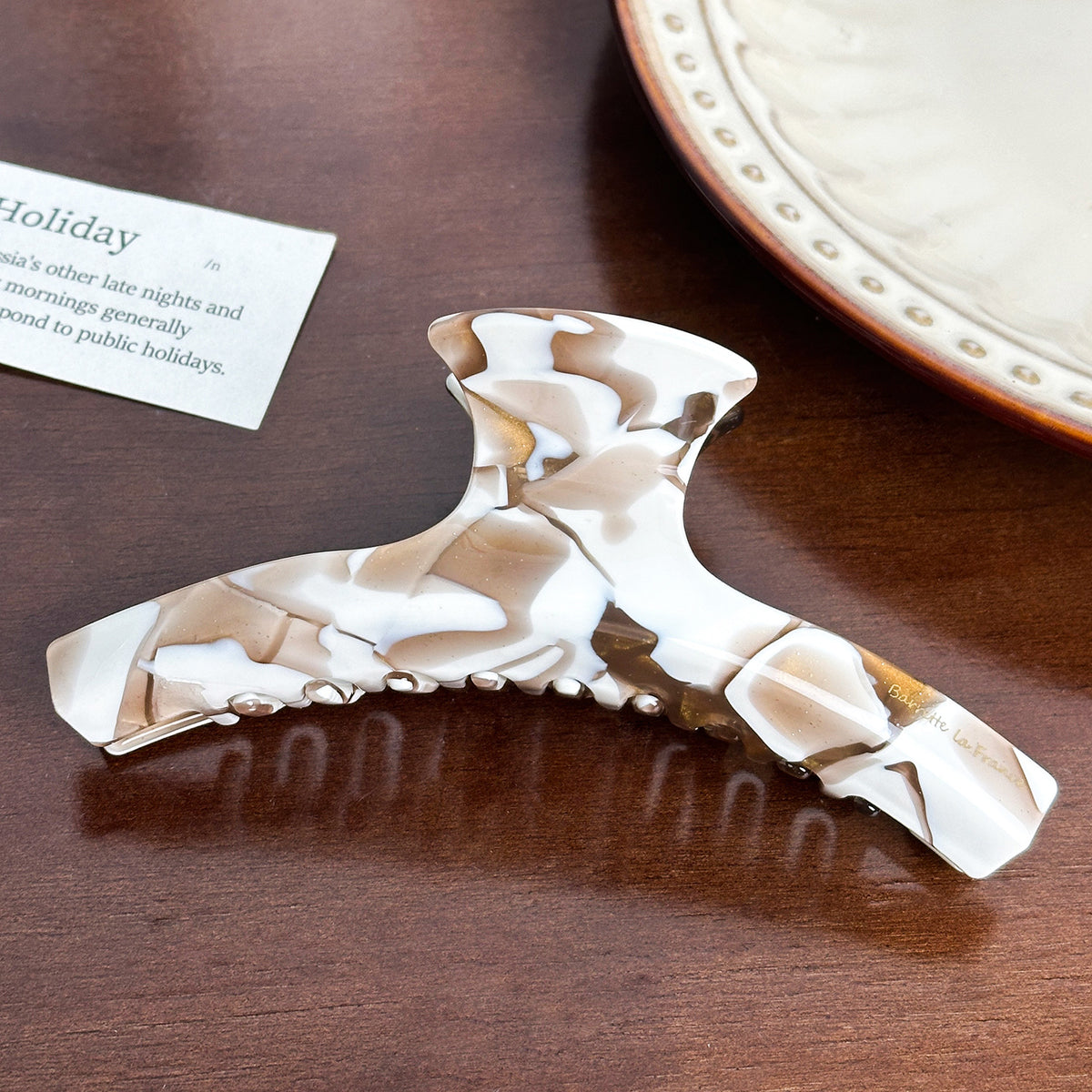 Vintage Cream Acetate Hair Clips - One-Piece Grip Clip