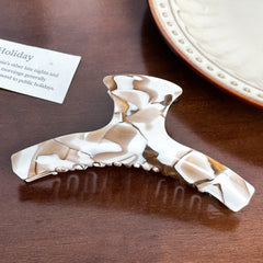 Vintage Cream Acetate Hair Clips - One-Piece Grip Clip