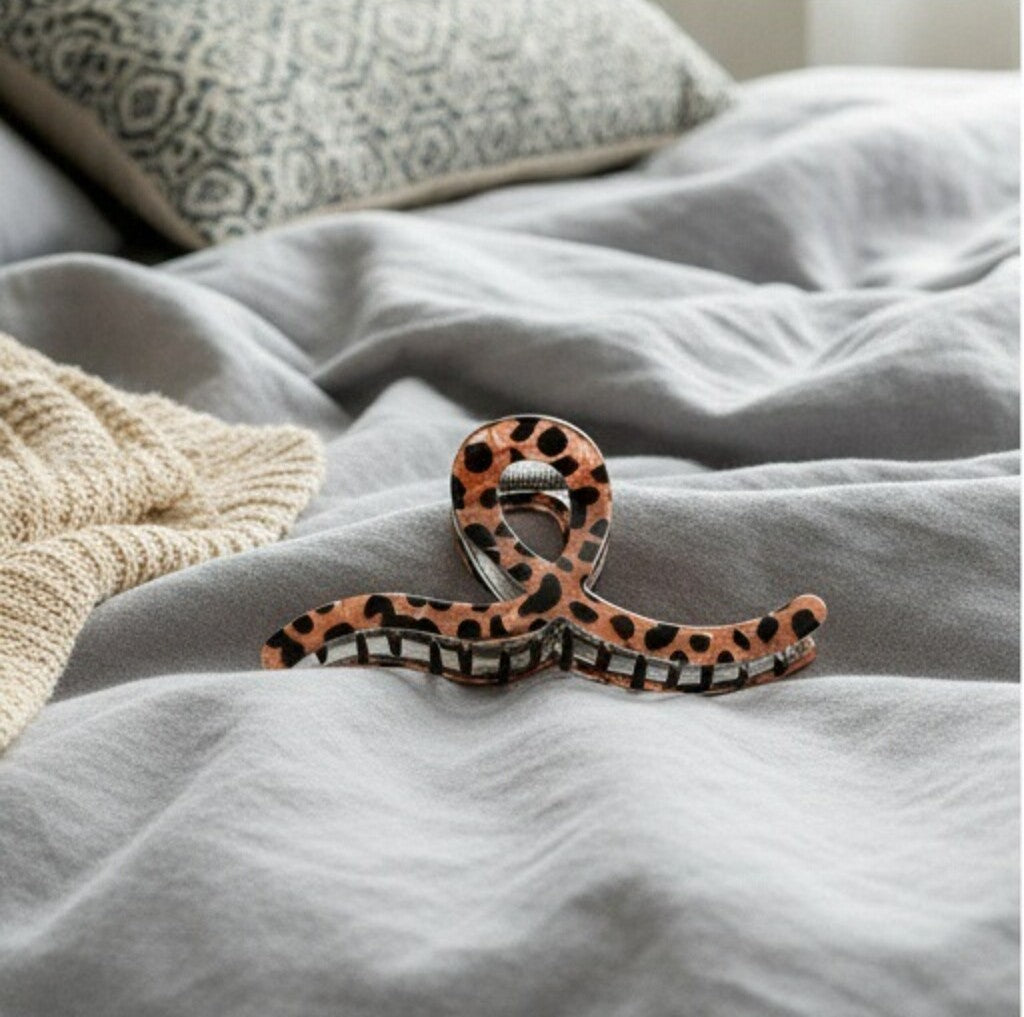 Vintage-Inspired Leopard Hair Clamp Set - Ribbon Clamp