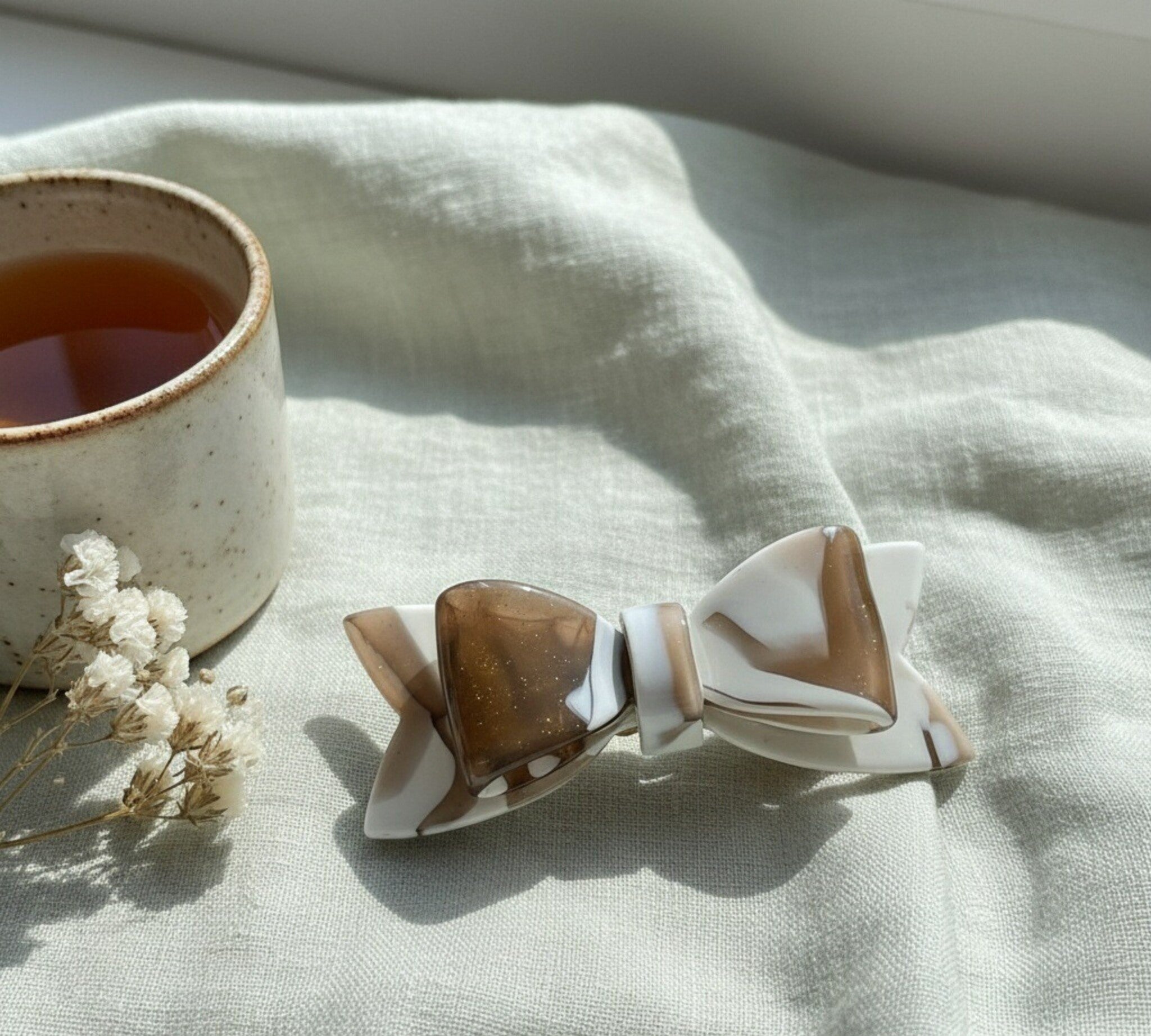 Vintage Cream Acetate Hair Clips - Bow Hair Clip