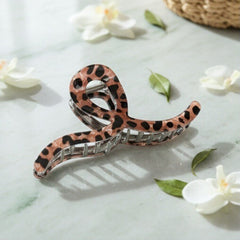 Vintage-Inspired Leopard Hair Clamp Set - Ribbon Clamp