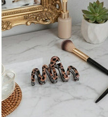 Vintage-Inspired Leopard Hair Clamp Set - Snake Clamp
