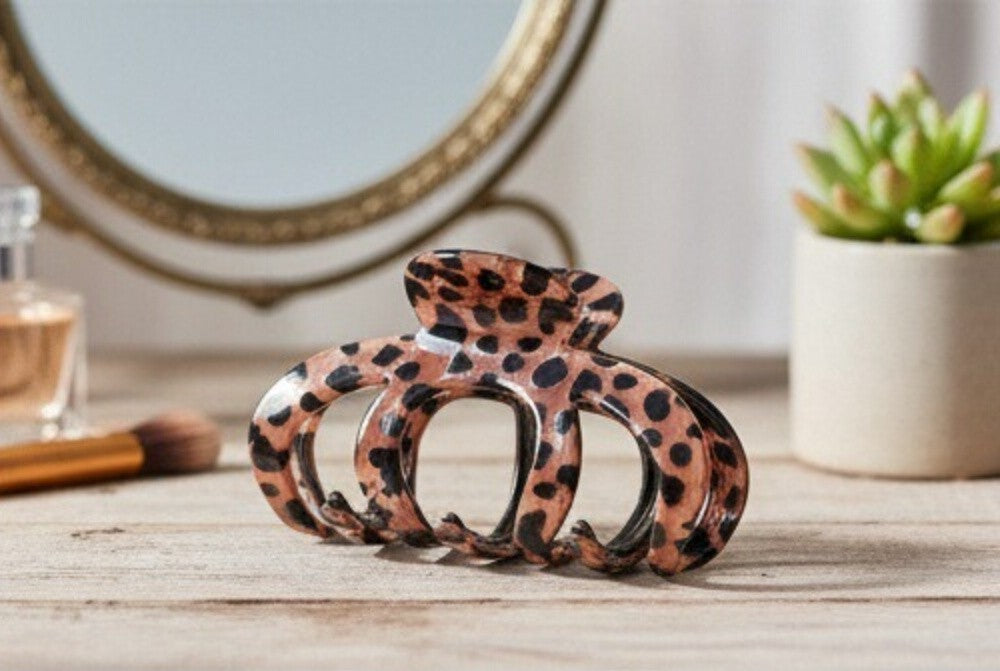 Vintage-Inspired Leopard Hair Clamp Set - Octopus Clamp