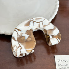 Elegant Creamy Coffee Hair Claw - Oval