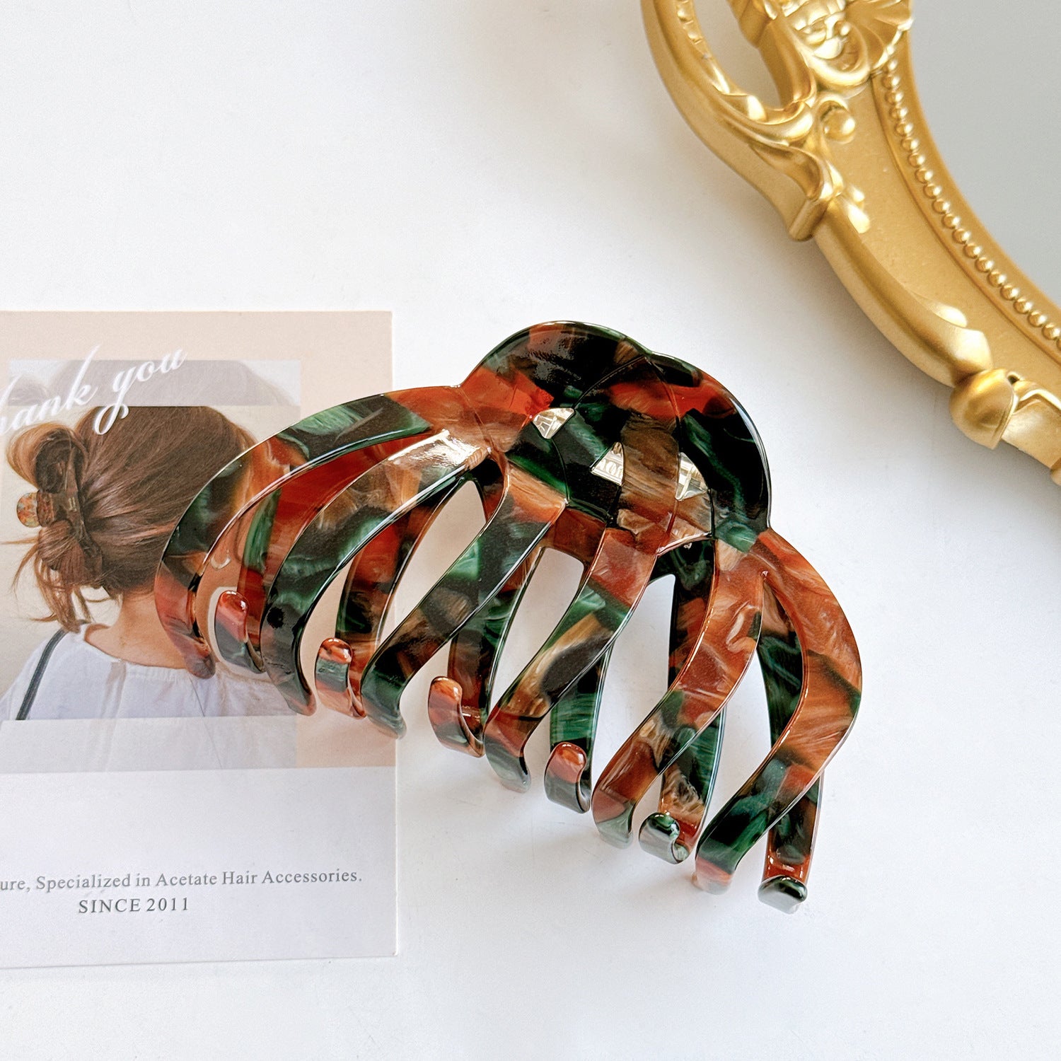 Vintage Acetate Pumpkin Hair Claw