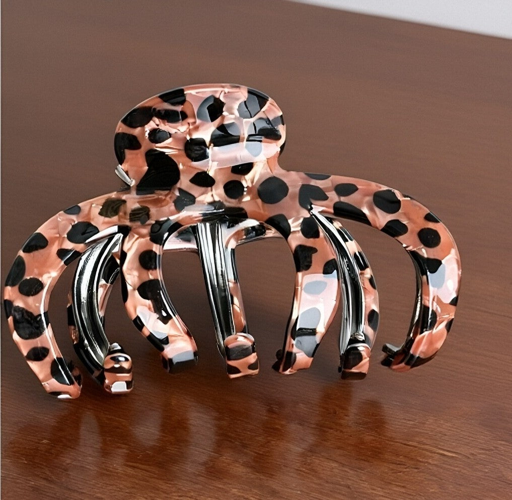 Vintage-Inspired Leopard Hair Clamp Set - Octopus Clamp