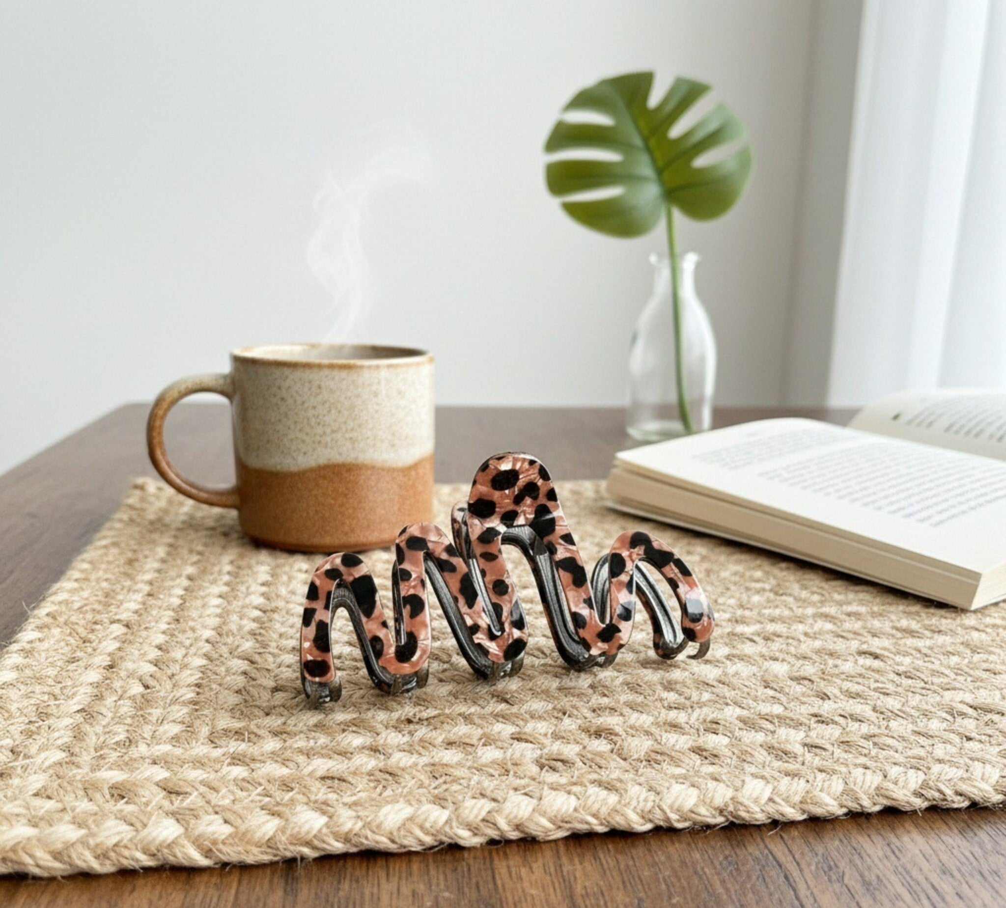 Vintage-Inspired Leopard Hair Clamp Set - Snake Clamp