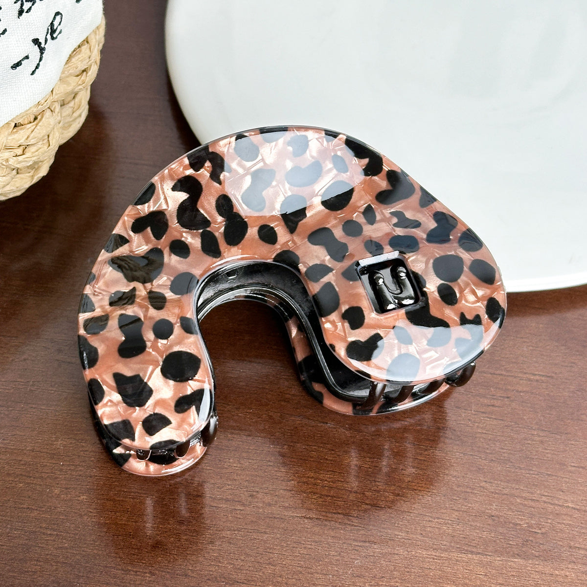 Vintage-Inspired Leopard Hair Clamp Set - C-Shaped Clamp