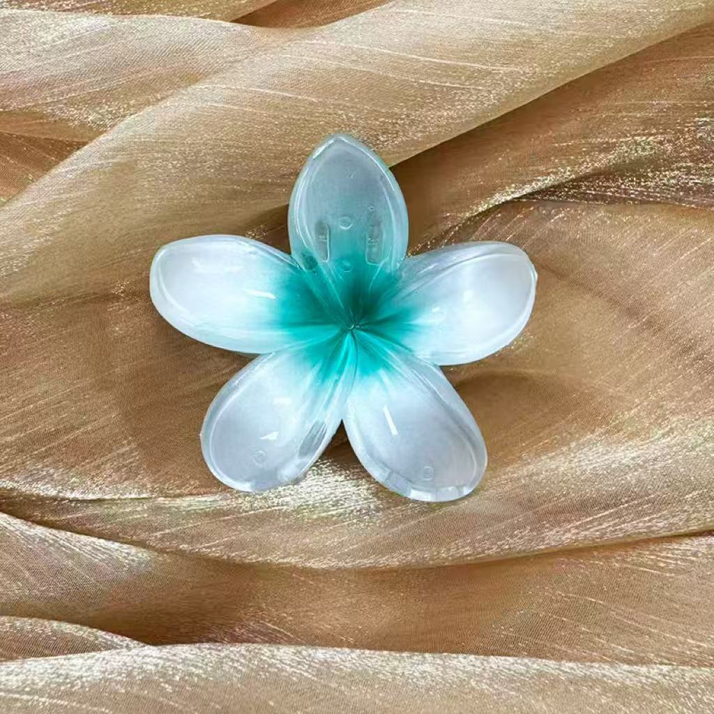Fashionable Pearlescent Plumeria Hair Claw
