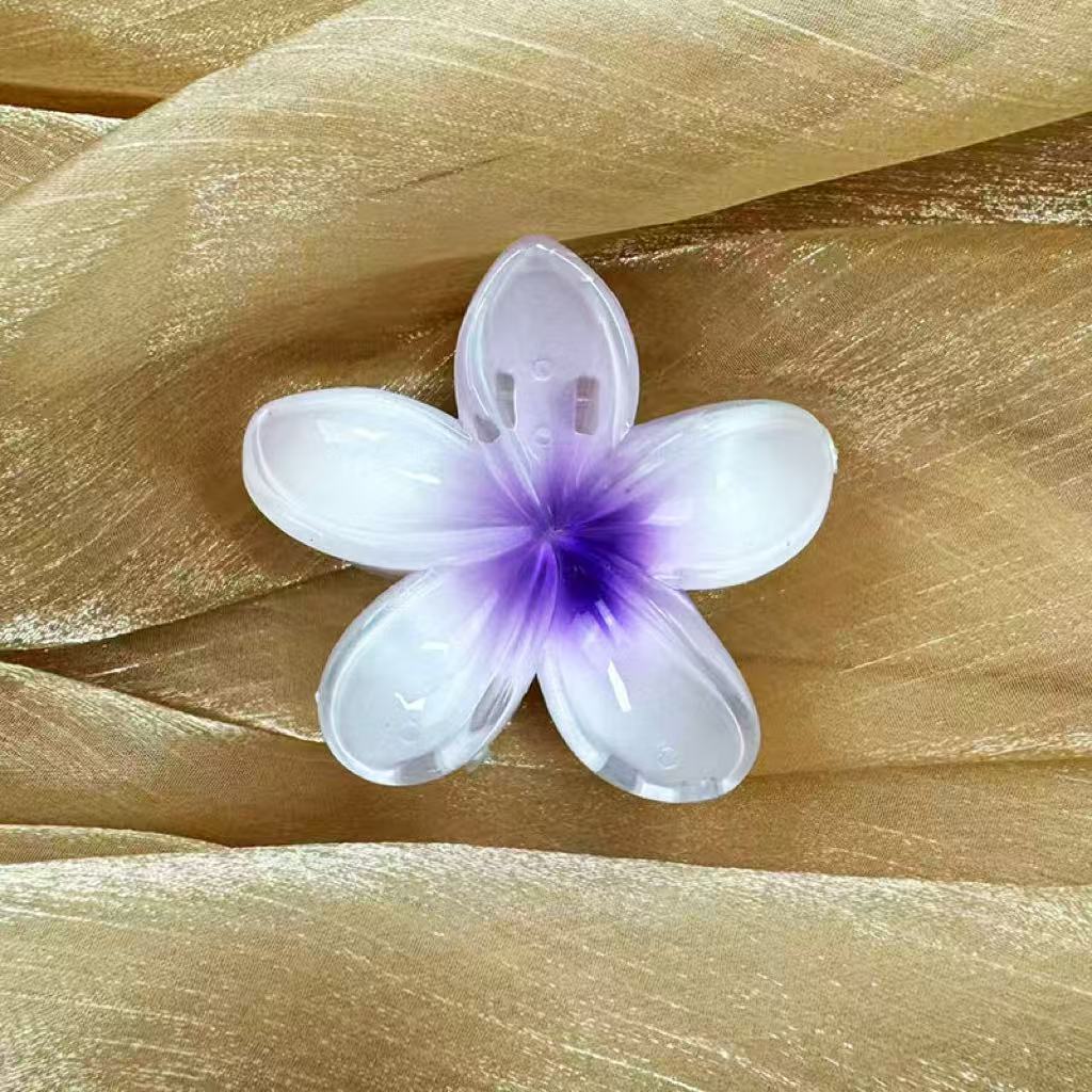 Fashionable Pearlescent Plumeria Hair Claw