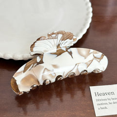 Elegant Creamy Coffee Hair Claw - Maple Leaf Large